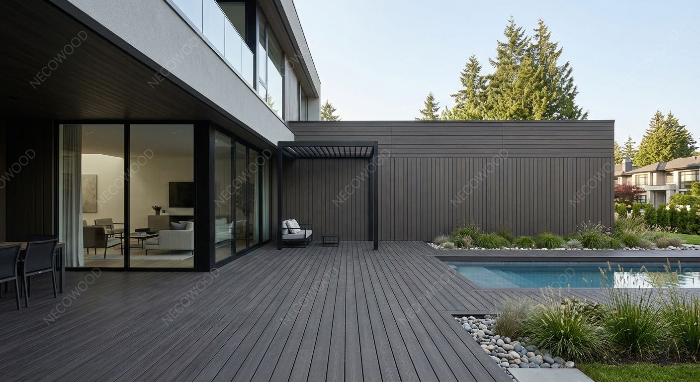 Necowood WPC Factory shipping department loading pallets of winter-certified decking for Toronto commercial project